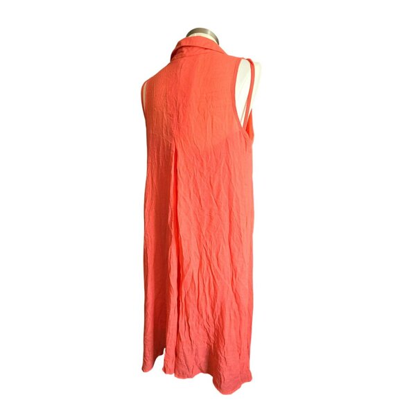 Sleeveless Orange Dress Button-Up Collared Midi with Dress Liner NWT JJ3991 - Picture 4 of 10
